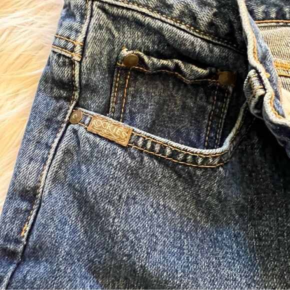 Rockies Jeans Relaxed Women’s Size 12x35 Dark Wash Western Rodeo Raw Hem - Picture 6 of 9